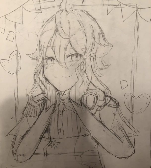 桃李ちゃんの誕生日のラフ描いてた 