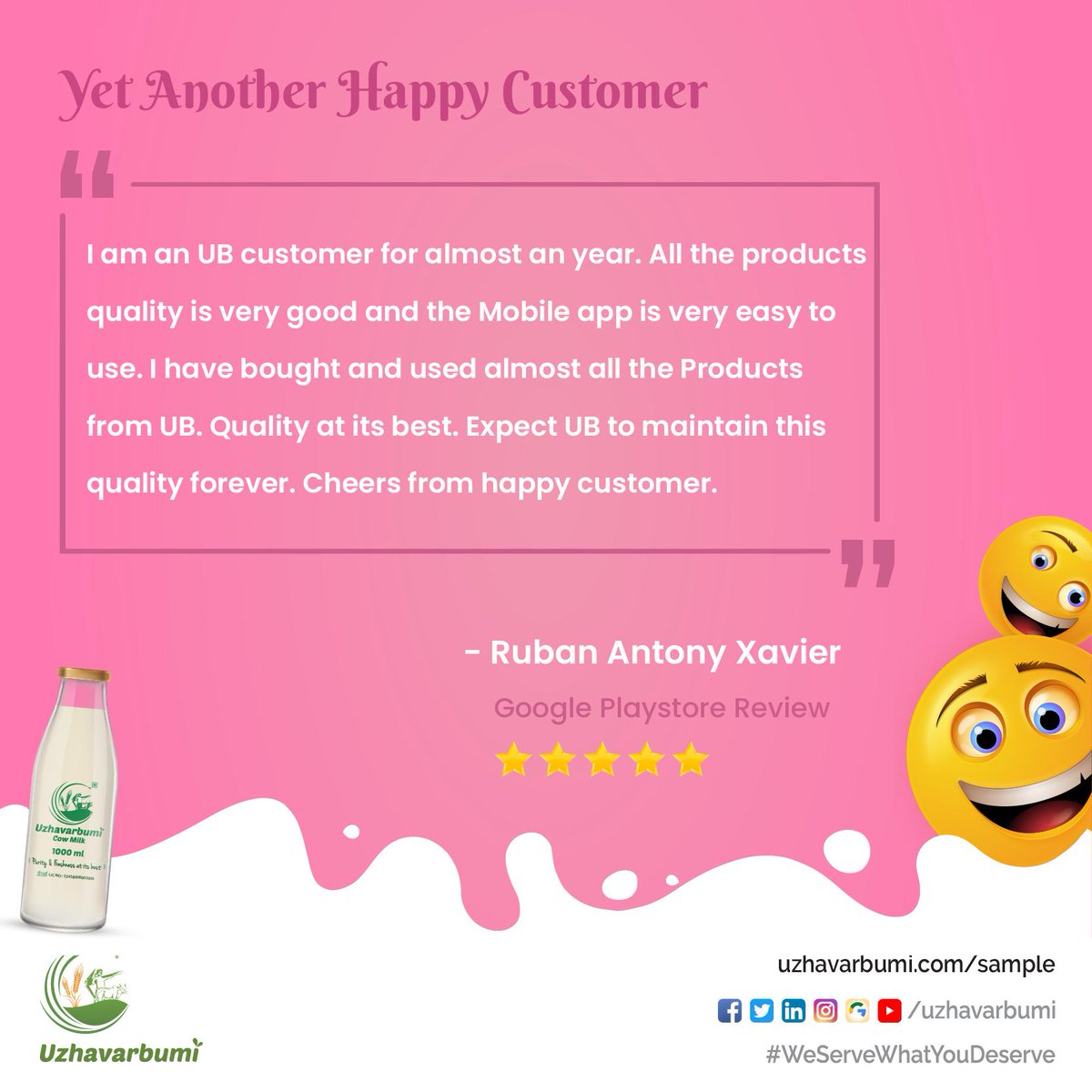uzhavarbumi's tweet photo. Yet Another Happy Customer!
View our range of products on https://t.co/0XHh7S8iRi
#PureCowMilk
#HappyCustomer
#Uzhavarbumi #WeServeWhatYouDeserve https://t.co/CKbErL0yct