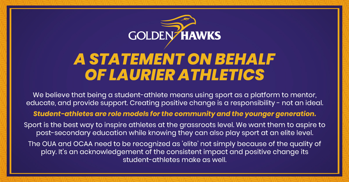 A statement on behalf of Laurier Athletics:

Student-athletes are role models for the community and the younger generation.  

#OUAisElite
<a href="/OUAsport/">Ontario University Athletics</a> • <a href="/Laurier/">Wilfrid Laurier University</a> • @LaurierADBaxter