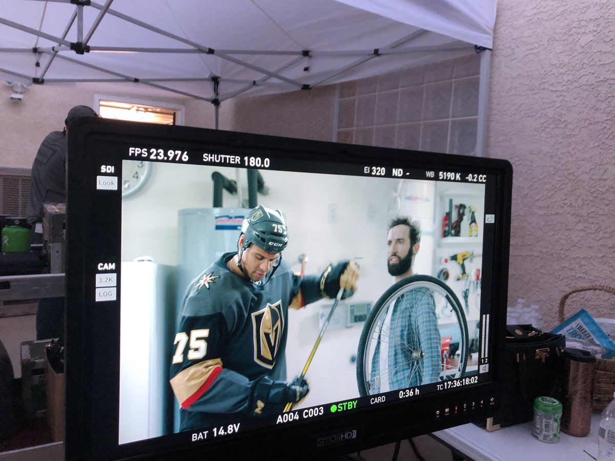 Battle75Born's tweet photo. That time Ryan Reaves shot an ad for @SNWA_H2O reminding us all to change the sprinkler clock and follow the watering restrictions. Welcome back to Vegas, Reavo! #7five #savewater https://t.co/DiEanbeXvT