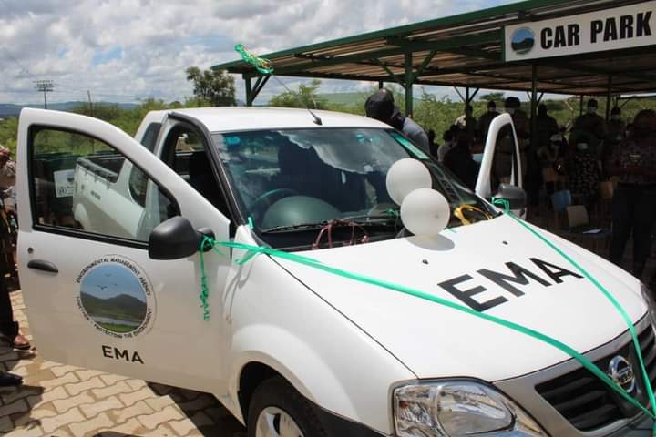 A new baby is born-The Min of Environment,Climate,Tourism and Hospitality Industry,Hon.NM Ndhlovu official opening the new Umzingwane District EMA office in Esigodini,Mat South Province,in line with the Devolution agenda. Taking management of natural resources to the people