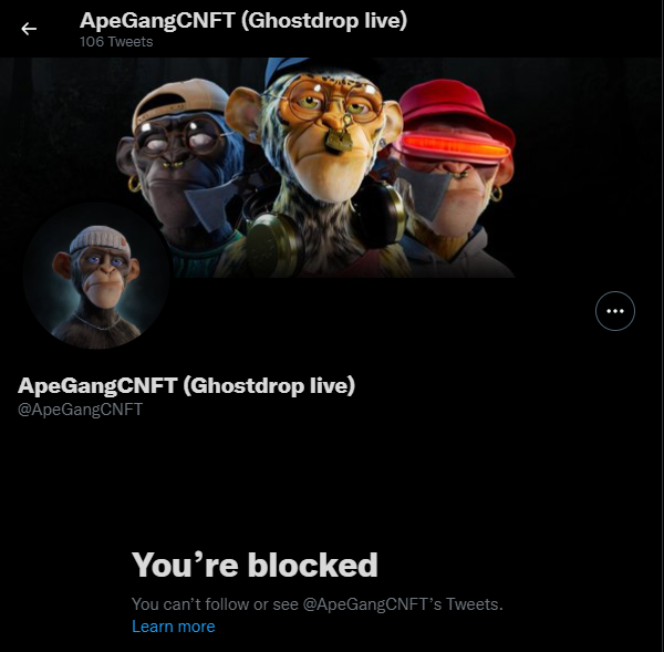 DaddyRugme's tweet photo. Well that's rude. #cnft #nfts #cardano #ada #blocked #memellionaires #rugmedaddy #RUGtoken https://t.co/bwtgfxkPQb