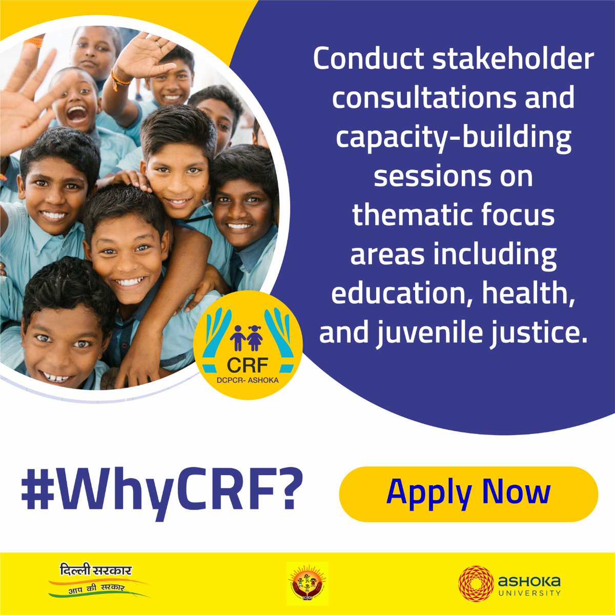 ChildFellowship's tweet photo. #ChildRightsFellowship #DCPCR #CRFhiring #WhyCRF
Grab the opportunity to work with the government and bring positive change in society to impact thousands of lives. Apply for CRF 2022-23
Applications are live!
To apply, visit https://t.co/hYDn5UmcFe https://t.co/24dceHZMxs