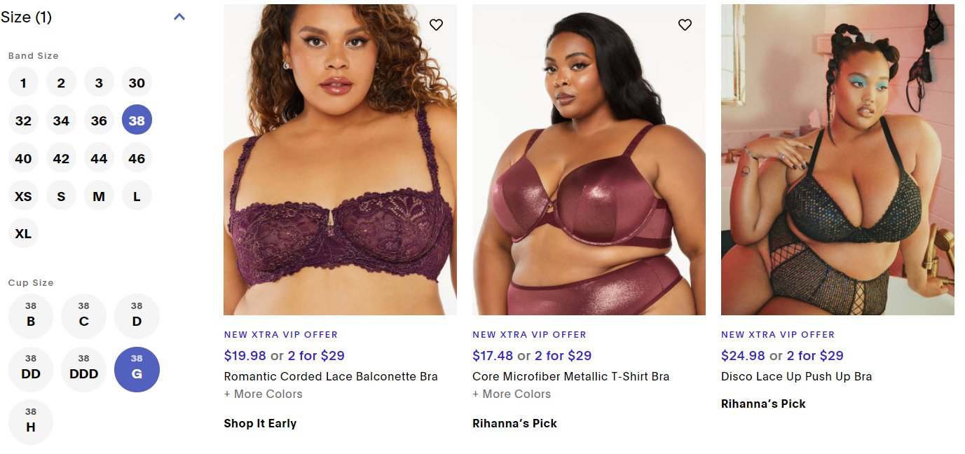 Savage X Fenty by Rihanna on X: @Vitalisrose Hi, Carly! We do have bras in  38G. You can use the filter option to see the available styles in size 38G!    /