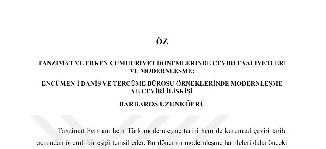 Tanzimat'tan Cumhuriyet'e uzanan modernleşme sürecini çeviri kurumları ve çeviri eylemi üzerinden incelediğim yüksek lisans tezim YÖK Tez Arşivi'ne yüklenmiş. Academia linkini de ilgilisi için aşağıya bırakıyorum:

l24.im/XRAS