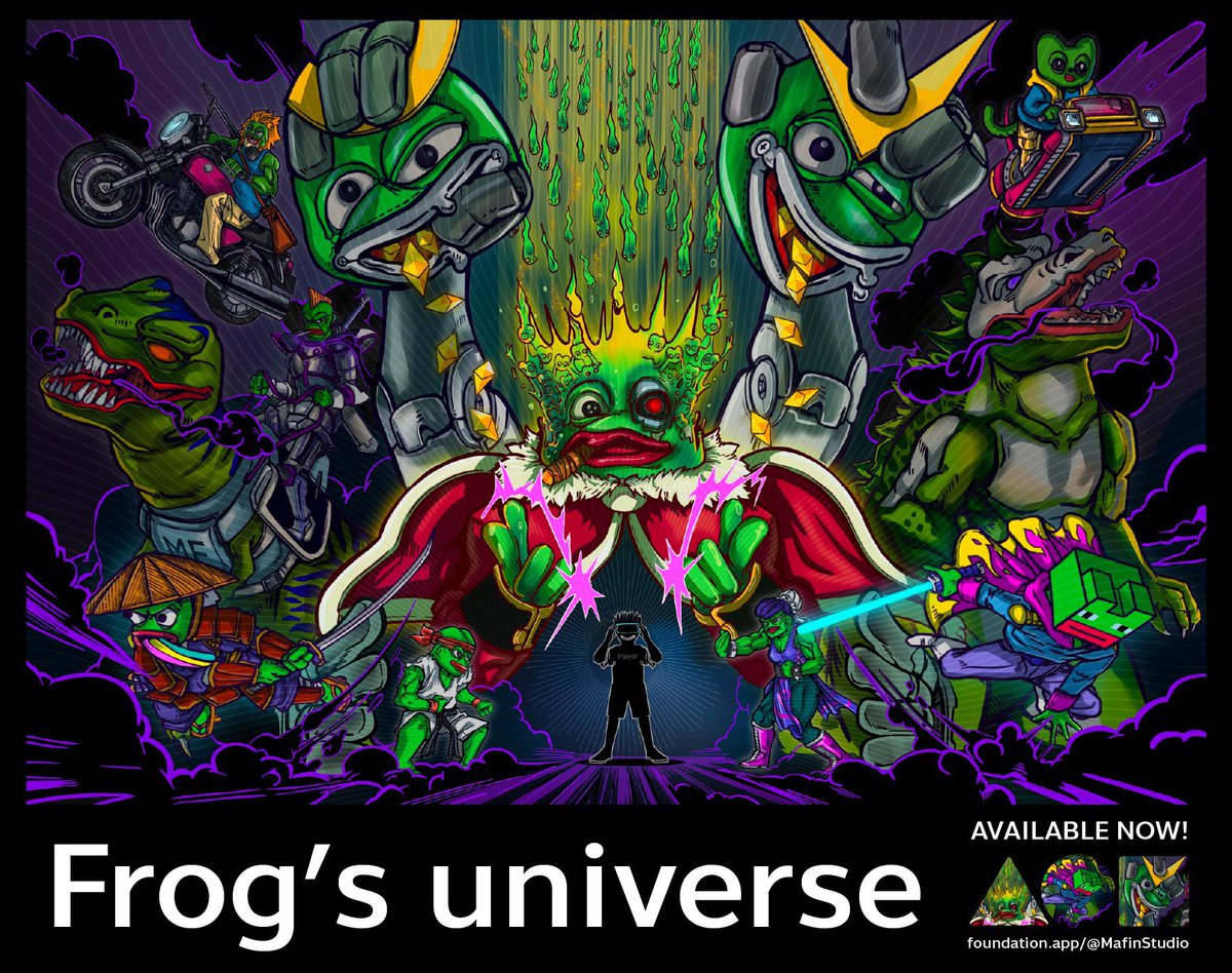 #FoundationNFT 🎊 @withFND 
.
Be who you want to be, enjoy things you love the most.
.
🐸 Frog’s universe : foundation.app/@MafinStudio/~…
.
Reserve price 0.49 $ETH
.
#pepe #pepethefrog #FrogFam #Frog #NFT #NFTCommunity #NFTs #PepeNFT #NFTThailand  #Foundation  #PEPEnft #nftcollector