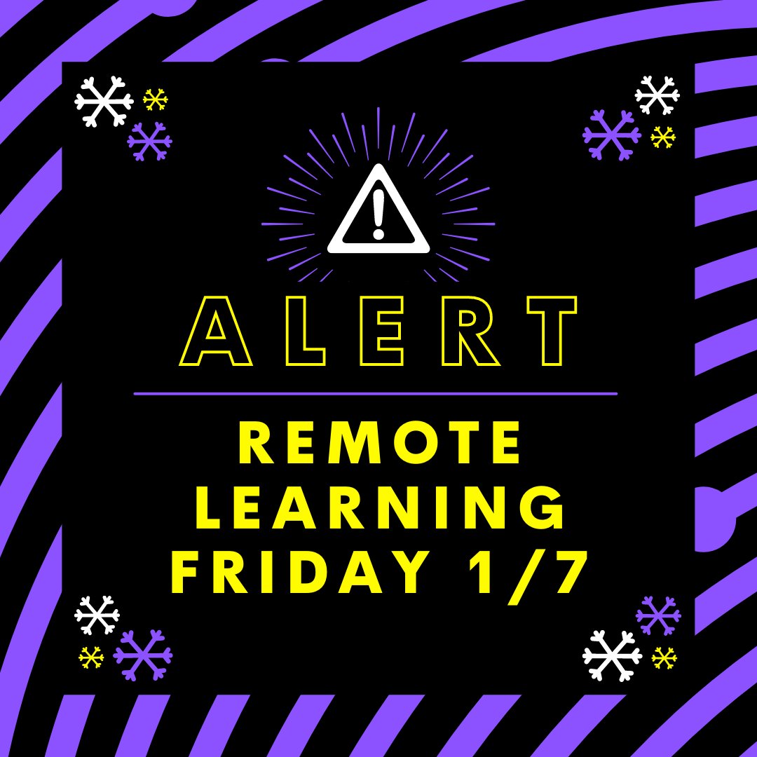 PRIDEcharter's tweet photo. Campus is closed FRIDAY 1/7 due to inclement weather. 
All classes will be remote/ virtual. Attendance will be taken, classes run from 8am - 12:30pm. 

PLEASE CHECK YOUR EMAIL FOR ZOOM LINKS.
Stay safe! https://t.co/Myy1udMKho