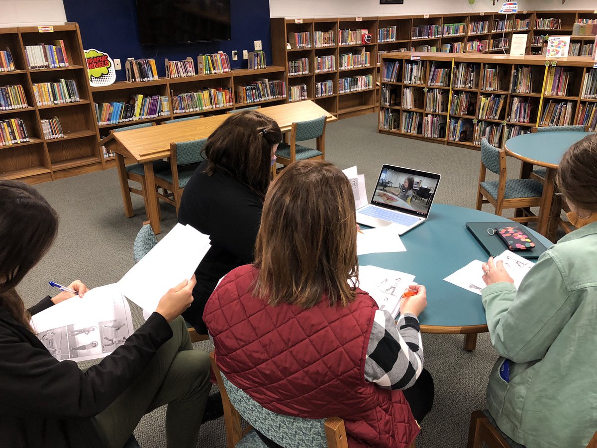 CSolberg2's tweet photo. Channeling our inner Ted Lasso in film study this morning. Noticing & naming strategic reading behaviors. @sborresen25 #TeamPrairie #TeamLassos #TeamOOC #TeamSweatin2Oldies #TeamCLAP https://t.co/SKjKUk6vgW