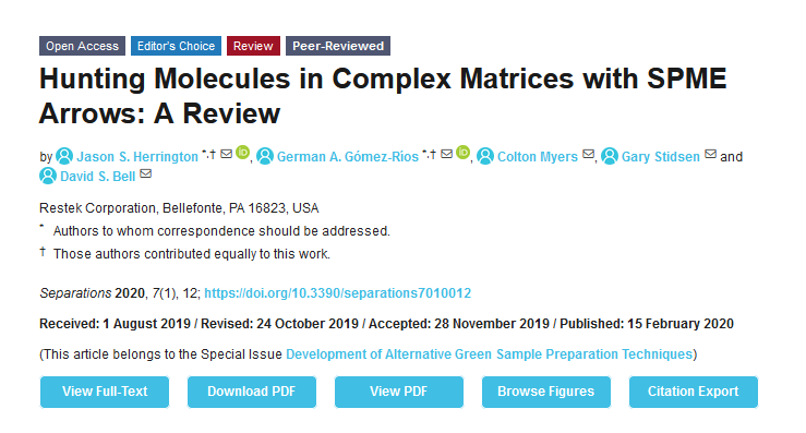 Sep_MDPI's tweet photo. #mdpiseparations ๐#highlycited Article
๐Title:Hunting Molecules in Complex Matrices with SPME Arrows
๐Link:https://t.co/RSISuacvzh
@Restek
#SPME #greenchemistry #airsampling #complexmatrices #massspectrometry https://t.co/0noAdUNXiq