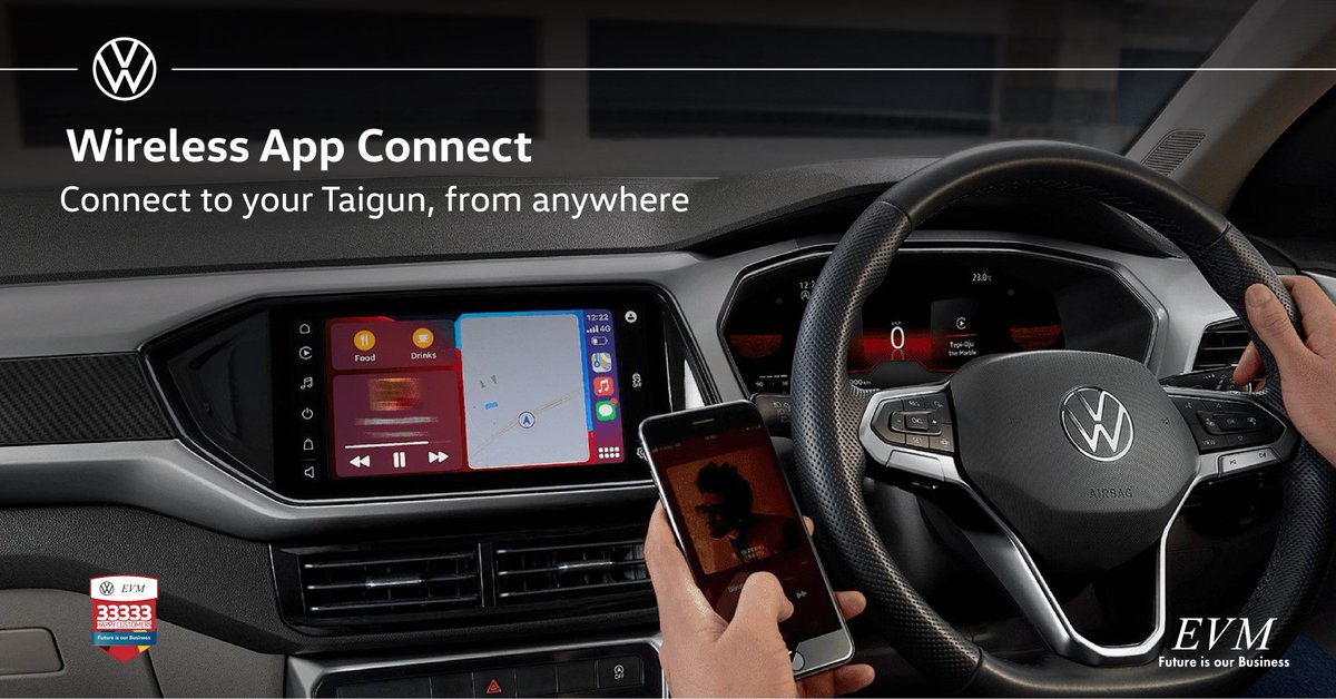 evm_volkswagen's tweet photo. The Wireless App-Connect feature on your Taigun keeps you connected no matter where you are! You deserve this feature-packed, German-engineered SUVW.
#Volkswagen #volkswagenindia #taigun #suvw #featurepacked #taigunpower #evmvolkswagen #technology https://t.co/kiAFD9eKeW