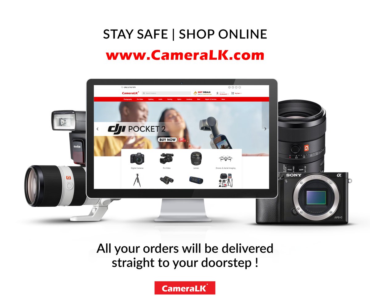 CameraLK_Store's tweet photo. Stay Home | Shop Online 
https://t.co/Jrwmc1tR4D 

Islandwide Delivery Available 
Free Delivery for Orders above 20,000 
Credit Card Instalments Available 

#cameralk #shoponline #srilanka #colombo #photography #cameras #shopnow https://t.co/9akLk6L8XU