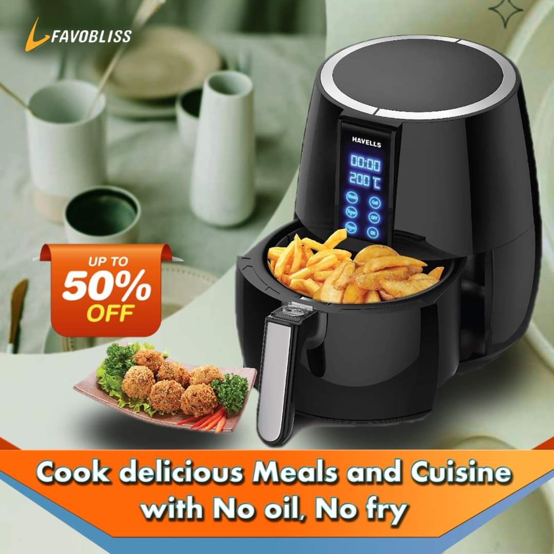 FavoblissS's tweet photo. Shop online for latest #Havells Air Fryer. Get best deals and amazing offers. Favobliss best online selling portal.

Eat healthy. Save bills. 

Click here: https://t.co/M2SvlDLWUA

Enjoy free delivery
No cost EMI offers
Easy return
Genuine products
#healthylifestyle https://t.co/Rwah8nW737