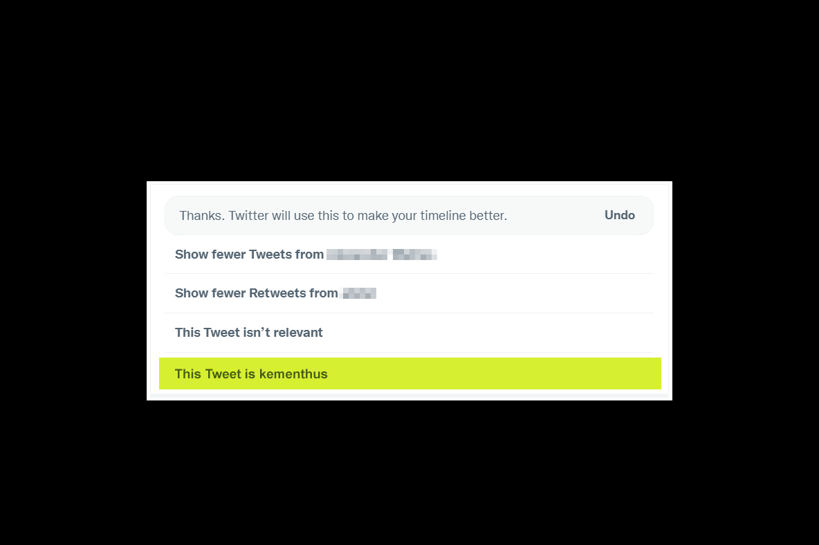 Twitter should add this option, karena "This Tweet isn't relevant" tidak cukup representatif