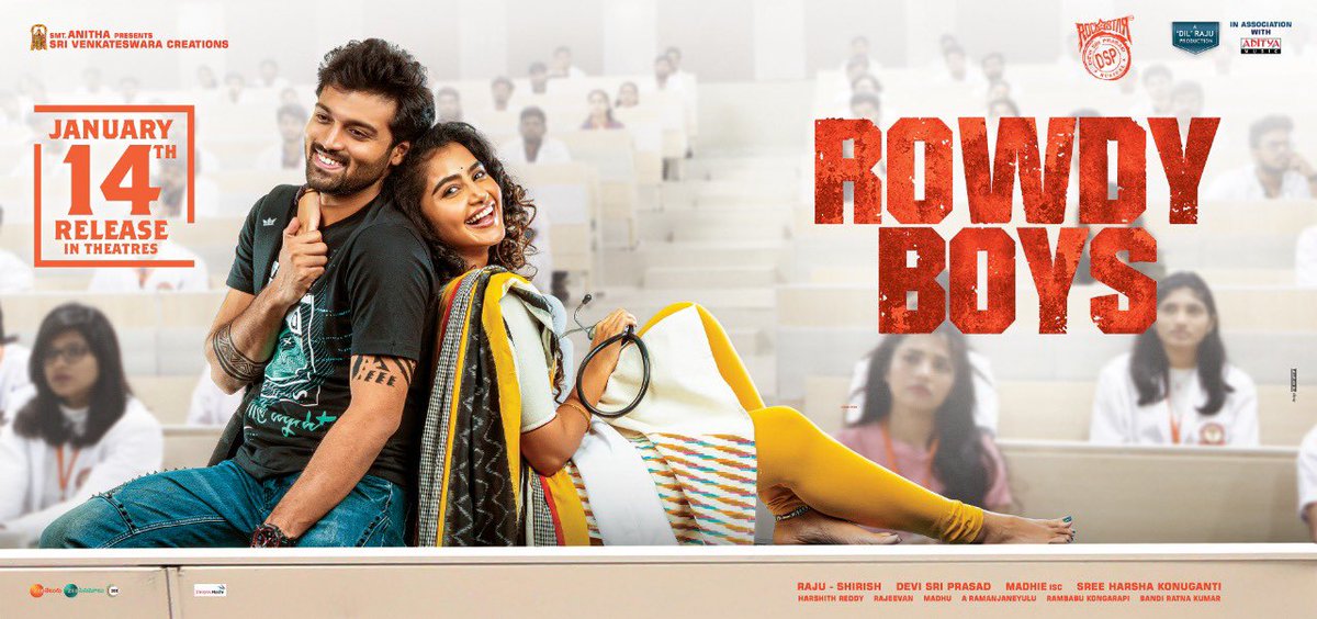 Witness the love story of Akshay & Kavya in theatres from Jan 14th💓

A Rockstar @ThisIsDSP Musical

#RowdyBoysOnJan14th ⚡️
#Ashish @anupamahere @HarshaKonuganti @Madhie1 @SVC_official @adityamusic #sahidevvikram #karthikrathnam #tejkurapati @komaleeprasad #RowdyBoys