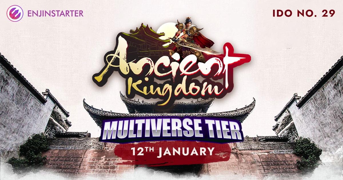 enjinstarter's tweet photo. Become the hero who will save the ancient kingdom 🏰 #EnjinStarter brings #IDO No. 29 - @AncientKingNft  

Ancient Kingdom is an NFT Metaverse in which you can play with your own warrior and unique digital things (NFTs) in their own ecosystems. 

🗓️ Multiverse Tier #IDO 12th Jan https://t.co/EOknWoCY2B