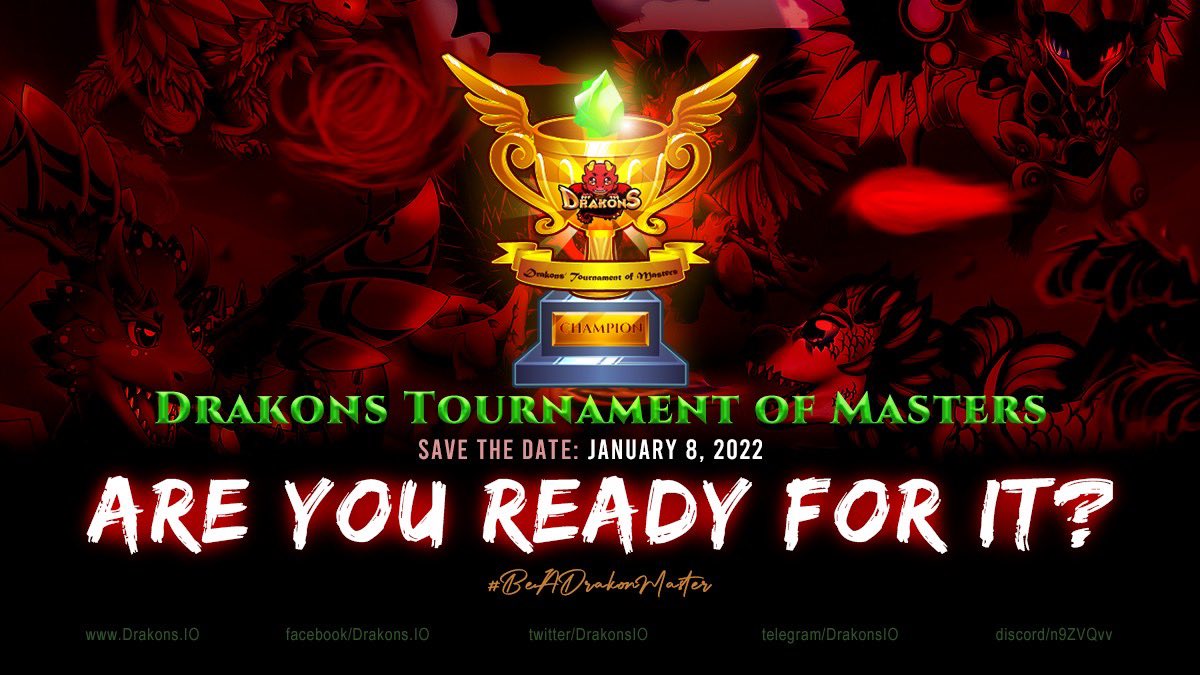 Hey #DrakonMasters, are you ready for the <a href="/DrakonsIO/">Drakons</a> #TournamentofMasters? You better be! as only the final 20 standing will make it to the eliminations. 

All registered participants, don’t forget 2 send your #Drakons in UBA tom 🔥🐉 

<a href="/coinkit_/">CoinKit</a> com 1 300 DGB #BeADrakonMaster
