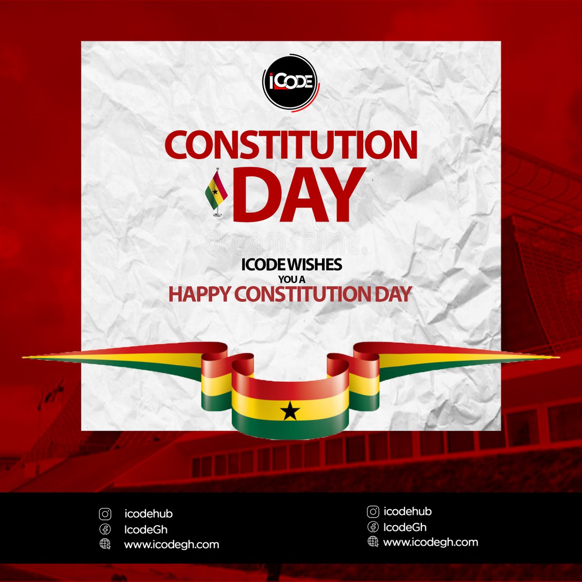 exploregh's tweet image. RT @EssienEkow: RT @icodeteam: 𝗛𝗮𝗽𝗽𝘆 𝗖𝗼𝗻𝘀𝘁𝗶𝘁𝘂𝘁𝗶𝗼𝗻 𝗗𝗮𝘆 

iCode wishes you a Happy Constitution Day
Enjoy your Holiday 

#icodeimpact #icodegh #takoradi #ghana #constitutionday