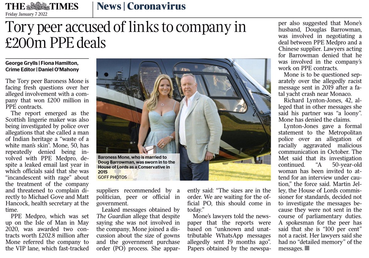 Baroness denies links to Isle of Man based PPE supplier despite emails suggesting she did.