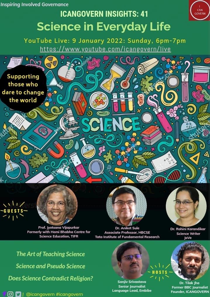 Happy to participate in #YouTubeLive session organised by @ICANGOVERN with @rohinimd25 and Jyotsna Vijapurkar.

Time and Date: Sunday 9 Jan - 6pm

Topic: Science in Everyday life

@HBCSE_TIFR @JoVEJournal @TIFRScience @ScienceMarchMum @gsaipsn @Bssallindia