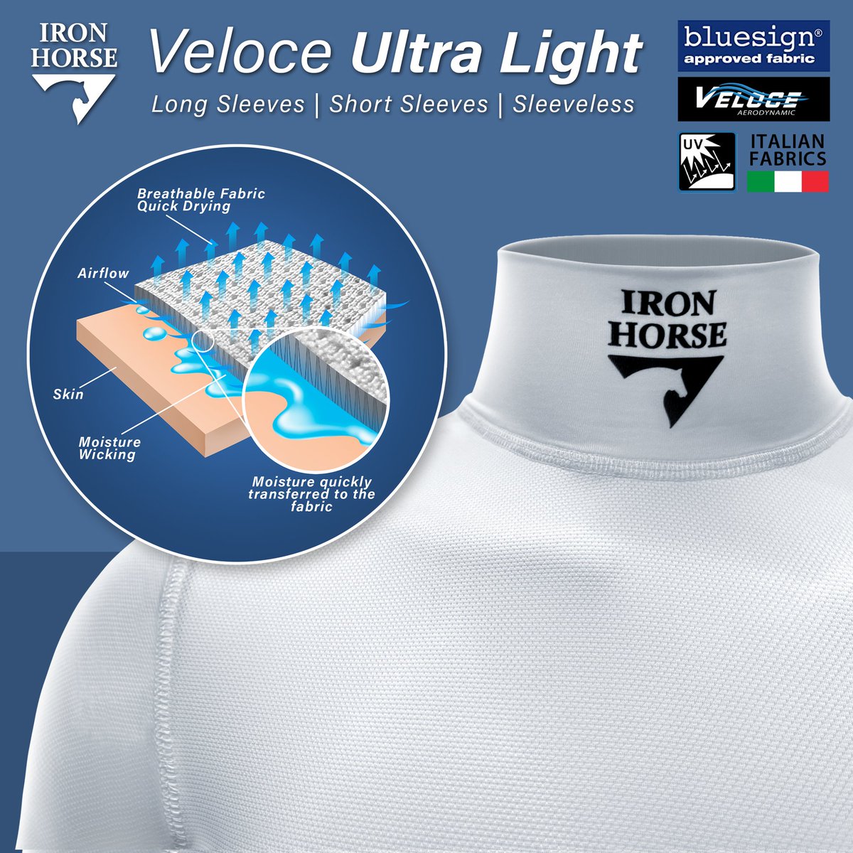 The Ultimate Technology in High Tech Fabrics

#ironhorseglobal #veloce
#skivvies #markeysaddlery 
#racezone #ultralight
