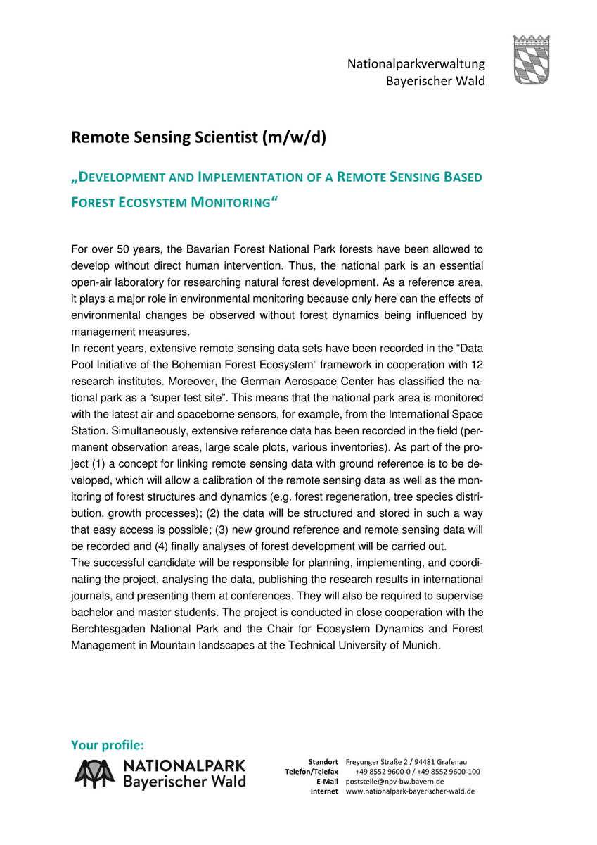 Wild_Ecol_Cons's tweet photo. We're strengthening our remote sensing focus and are hiring a remote sensing scientist (MSc/PhD) to improve the forest monitoring in the Bavarian Forest National Park.🛰️🛩️🌲

Full position for three years!

Find the details below and please distribute! 📢 https://t.co/4UDDz1vjmk