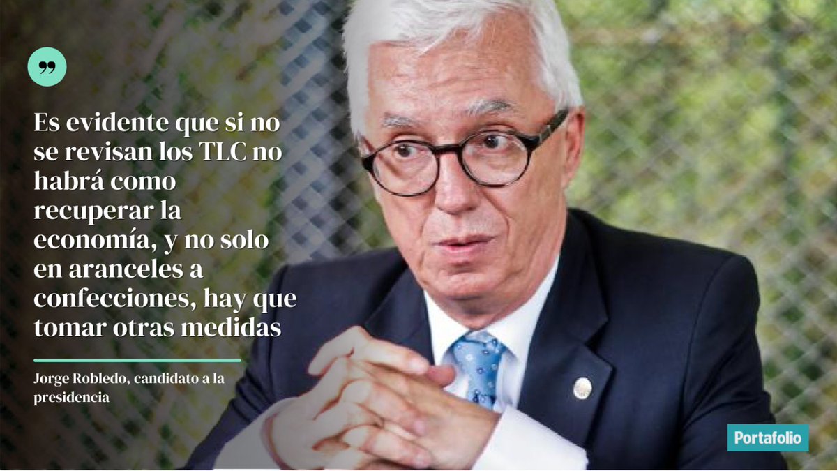 Portafolioco's tweet photo. #EntrevistaPortafolio ‘Si no se revisan los TLC no habrá recuperación’ 👉https://t.co/jHJRrYtkLU

El candidato Jorge Robledo (@JERobledo) aboga por una economía que se apoye en la industria local y que genere empleo con nuevas fuentes productivas. https://t.co/YERvywKApH