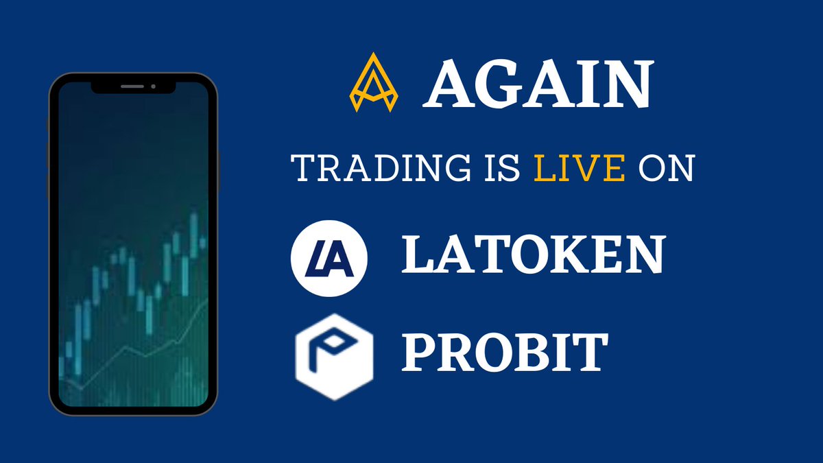 TheAgainProject's tweet photo. Now you can trade AGAIN on Latoken and Probit
@latokens  >>  https://t.co/M4jbaDEEip
@ProBit_Exchange  >> https://t.co/rrHQQsmRs6

#again #againtoken #trading #latoken #probit #cryptocurrency https://t.co/2uNOyxhHPz
