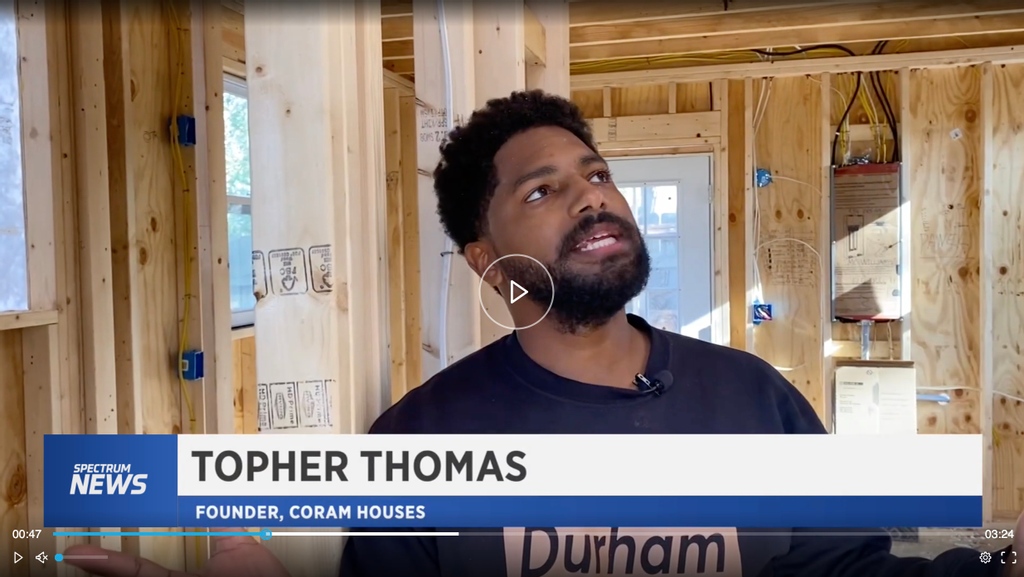 This week <a href="/SpecNews1RDU/">Spectrum News 1 RDU</a> aired a story featuring Topher Thomas, a Theology teacher in our Upper School.  Mr. Thomas has been building tiny homes as a way to provide relief in the growing affordable housing crisis in Durham County. Read more at: trinitydch.org/coram