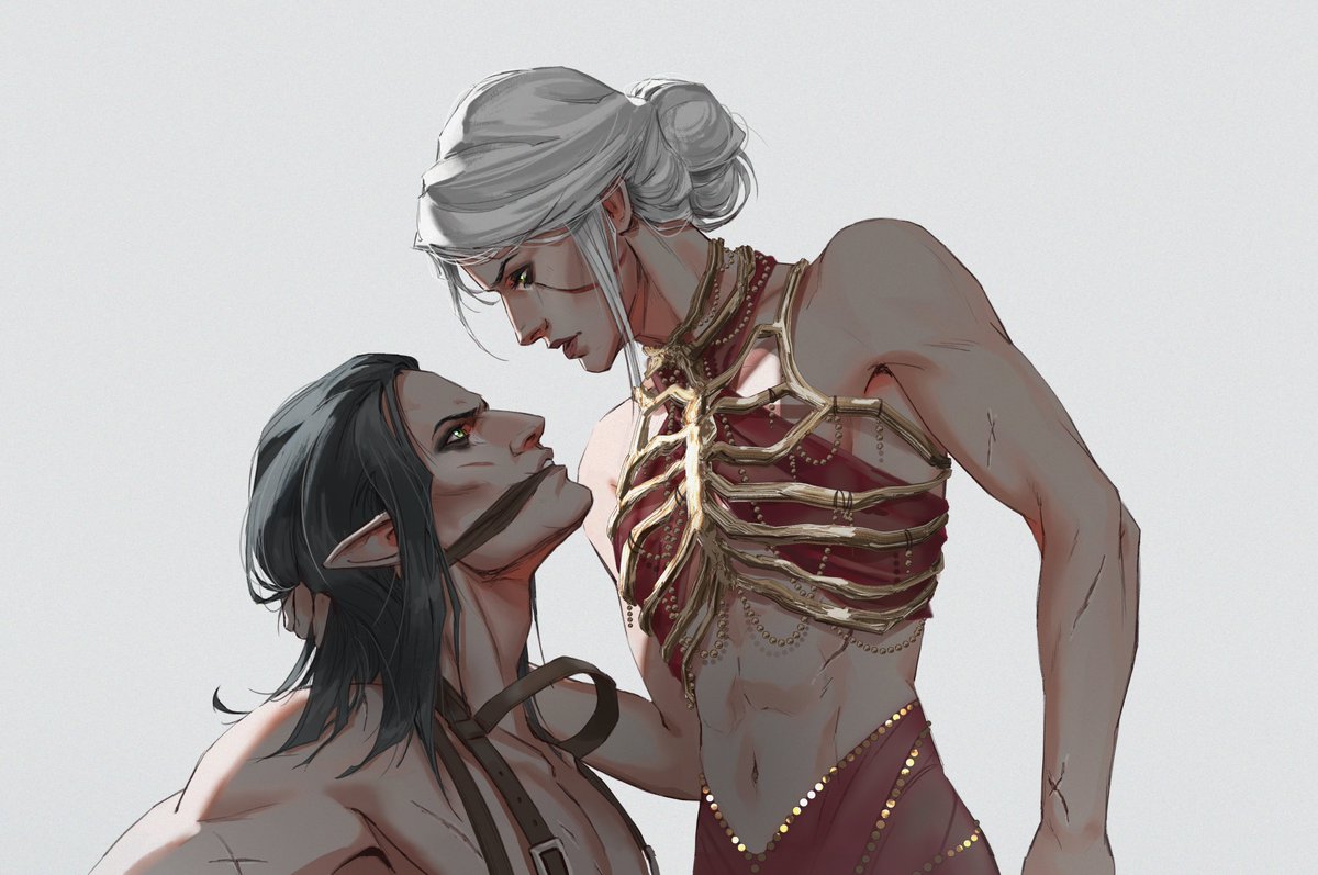AlexineSkiba's tweet image. 'Won't you brutally tame us now?'
'Not unless you permit me,' he smiled suggestively. 'Some mares like rough caresses.'
ciri/eredin