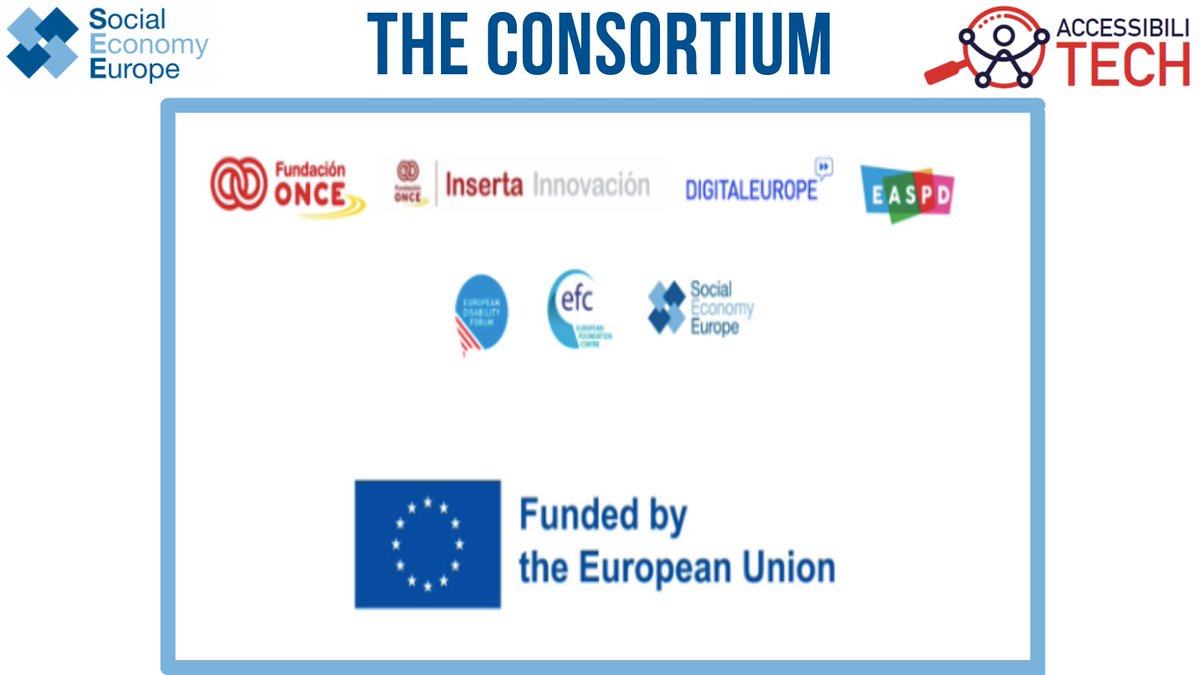 SocialEcoEU's tweet image. 📢 DISCOVER #accessibilitech 📢 

🔎The project brings about organizations, including @SocialEcoEU, that are led by @Fundacion_ONCE 

🇪🇺The project falls under the Rights, Equality and Citizenship Programme (2014-2020)

💻CLICK HERE FOR MORE INFORMATION 👉🏿accessibilitech.accessibilitas.es/en/home/