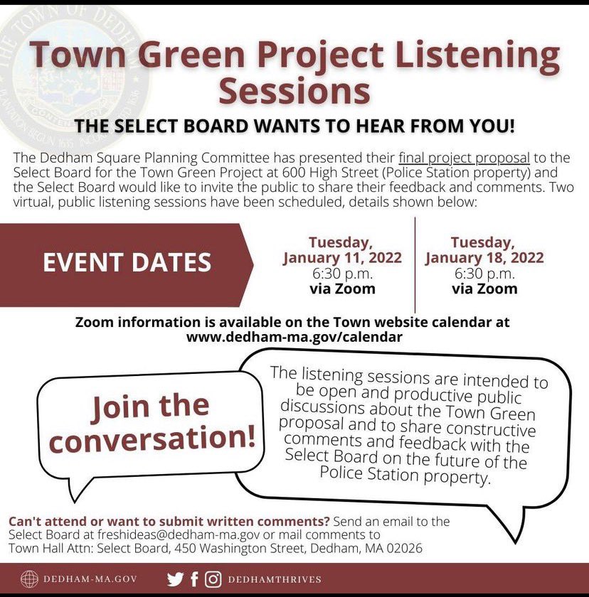 Save these dates! Asphalt parking lot or greenscaped community space? Your voice matters! <a href="/DedhamThrives/">Town of Dedham</a> <a href="/StrongTowns/">Strong Towns</a>