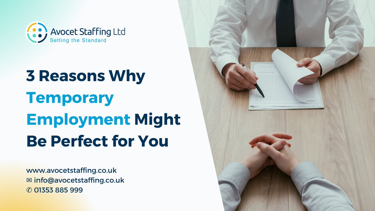AvocetLimited's tweet photo. Wondering if a temporary job is the right decision for you? Take a look at our blog to help you decide:

https://t.co/m6khDobv1A

#temporaryjob #jobseeker #ukjobs #jobsearching https://t.co/5pnraTTFpm