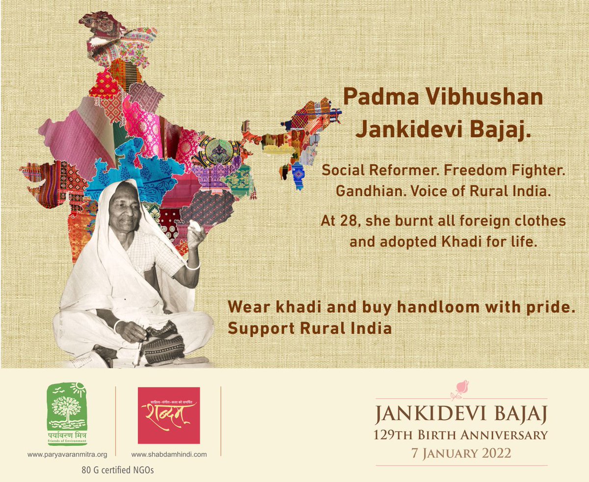 Kiranbajaj1805's tweet photo. Celebrating Padma Vibhushan Jankidevi Bajaj's 129th Birthday Anniversary. https://t.co/FPXDynWbZx