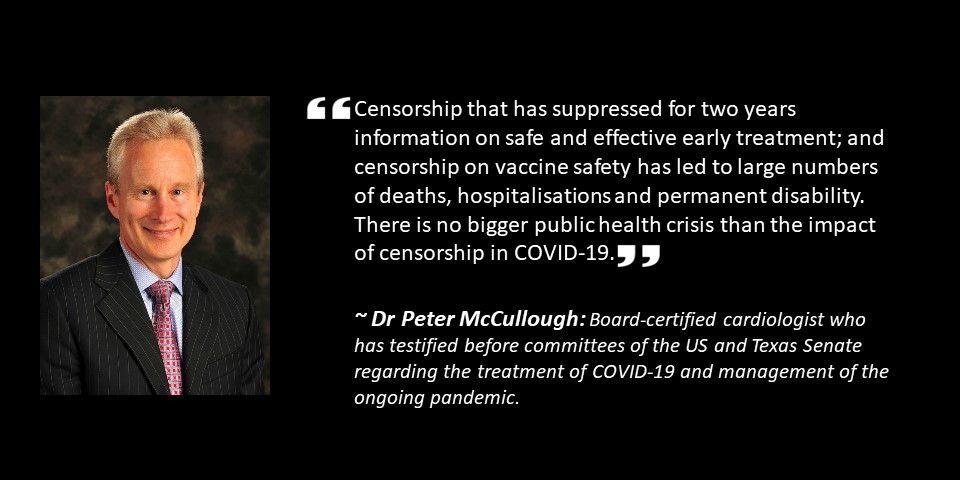 NParadigmHealth's tweet photo. Dr #PeterMcCullough speaking to #JoeRogan on the impact of #censorship on public health #Quote https://t.co/mXvzXYPhYw
