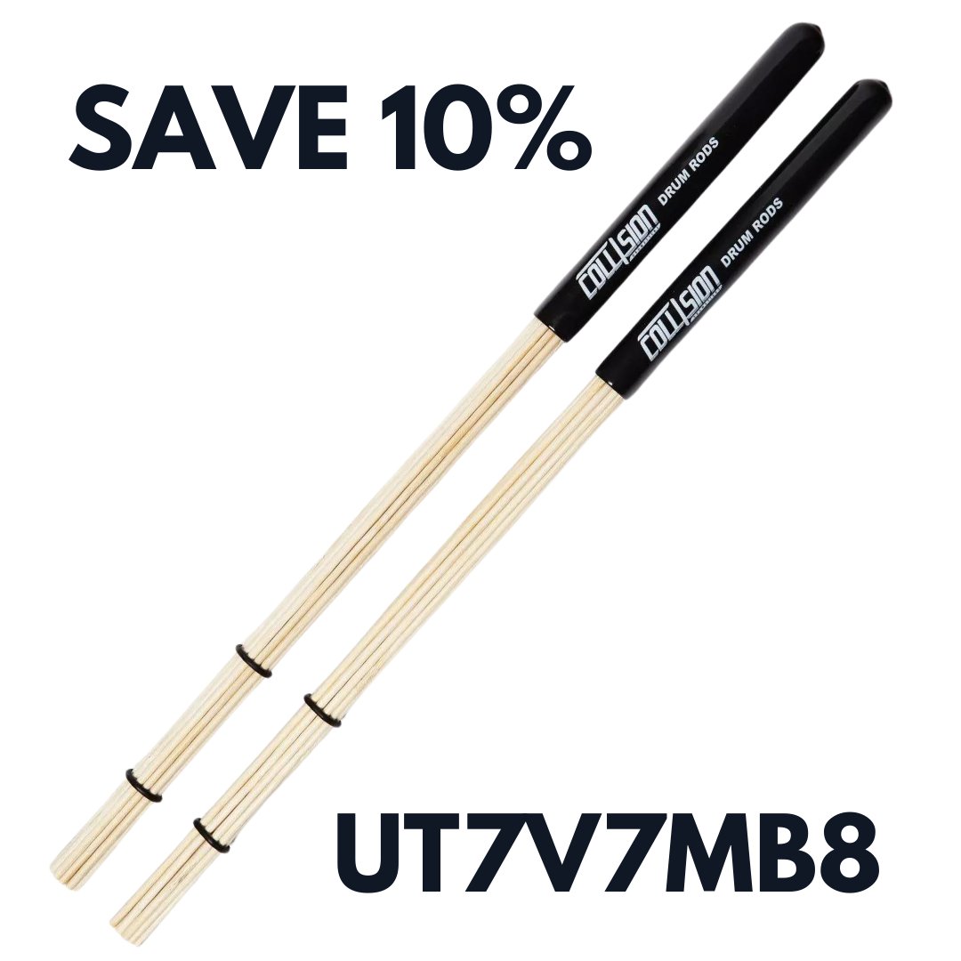 Using 16 Bamboo Dowels and tried and tested by professional drummers, these rods are a sure thing for the vibe you're trying to achieve.

SAVE 10% ON ALL ORDERS BY USING CODE UT7V7MB8 WHEN YOU CHECKOUT AT THE @collisiondrumsticks