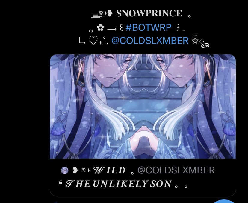 COLDSLXMBER's tweet photo. DN: Wild 

Pinned: “ Snow prince “ “ the unlikely son “ 

Threads : Mun info , Muse info, rules, extras , tags. https://t.co/qjRZBjGzlu