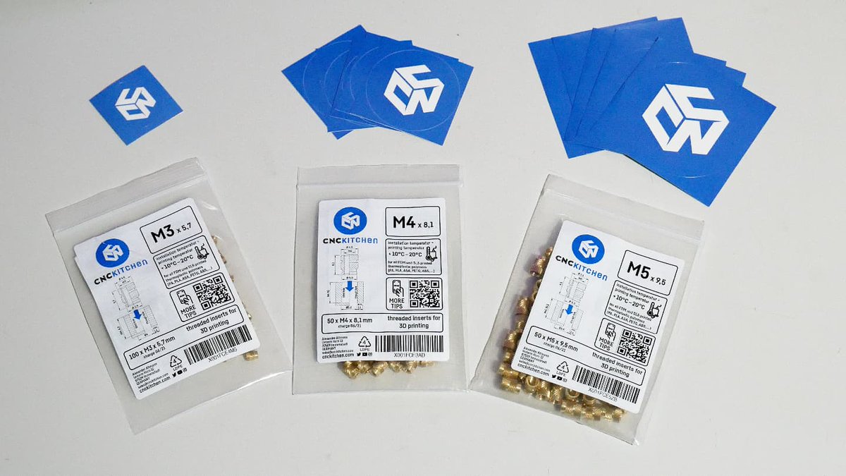 de3dprintman's tweet photo. Check out what I found in the mail today. A full set of genuine @CNC_Kitchen threaded inserts for 3D printing. Thank you so much Stefan. 🙏 I actually needed these for a little MMU mod. 🙌 You can buy these inserts from https://t.co/dZnaYnqMP7.

#3dprinting #3dp #cnckitchen https://t.co/yLQKNhSJkY