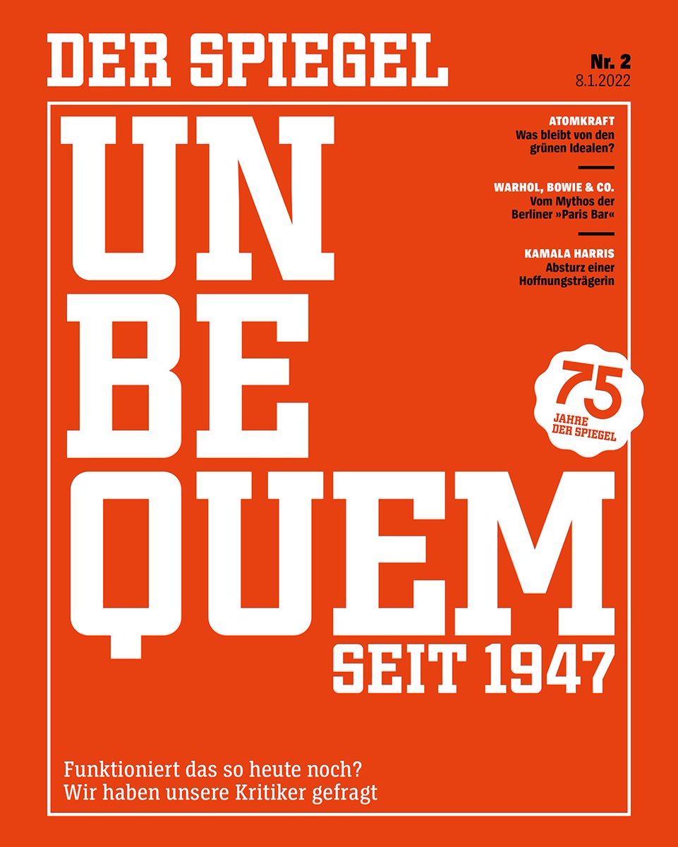 derspiegel's tweet photo. Der neue SPIEGEL ist da! In dieser Woche feiern wir unseren 75. Geburtstag. Anlässlich des Jubiläums fragen wir: Was können, was müssen wir besser machen? #SPIEGEL75
Ab morgen am Kiosk und schon jetzt hier: https://t.co/03VXOETEut https://t.co/ZkSPWaHJSF