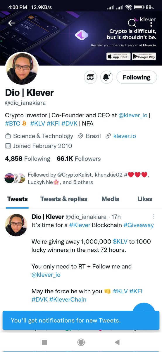 Third141's tweet photo. @dio_ianakiara @klever_io #KLV #KFI #DVK #KleverChain https://t.co/tDRs9HEwi8