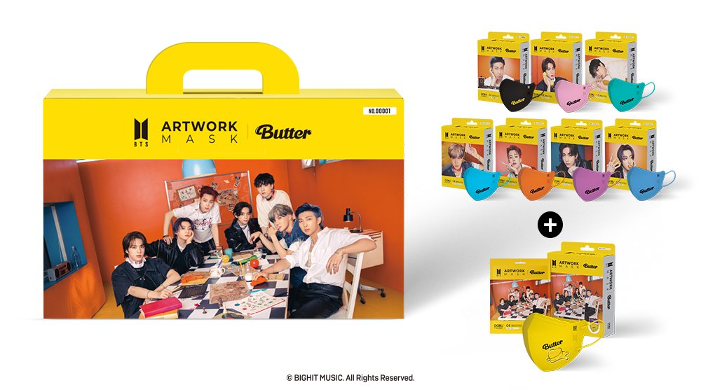 DOBUMASK's tweet photo. #BTS 와 #DOBUMASK 가 만나다!
방탄소년단 아트워크 마스크
BTS  ARTWORK MASK

First Edition “Butter” 
스페셜 패키지까지! 

 [사전예약]
2022/01/10(월) 10:00 오픈
구매처: https://t.co/8P9kFONSxT https://t.co/UCz0HBf9B1