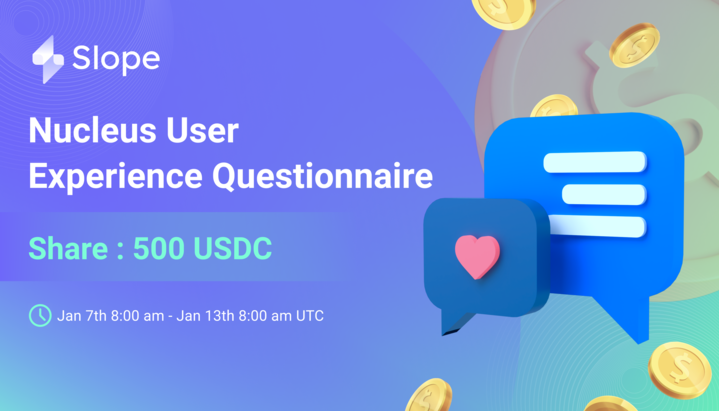 slope_finance's tweet photo. 🎉Nucleus User Experience Questionnaire🎉

💰$500 USDC For 10 Winners

⬇️Rules
✅Download Slope Mobile Wallet App
✅ Follow @slope_finance 
✅ RT &amp; Like
✅ Join Slope Finance Discord community for the Form:  https://t.co/ZYCS2VK0Jc https://t.co/pPQsaH5YyD