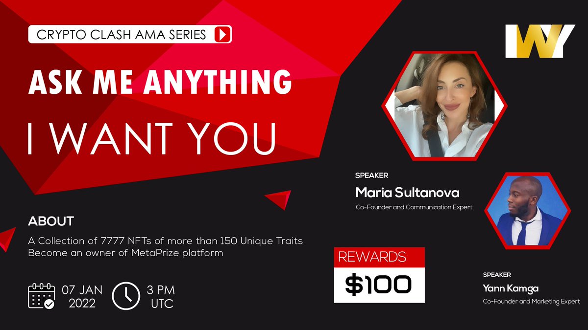 Crypto Clash (@cryptoclash1) on Twitter photo 🔊 Voice AMA Series With I Want You 📍
🎁Prize: 100$ BUSD (10 Winners From Live Q&A )
📆Date: January 7th 2022 3 PM UTC
🏨 Venue: t.me/cryptoclash0
〽️ Rules:
🏆Follow
<a href="/CryptoClash1/">Crypto Clash</a>
&
@iwantyou_nft
And Retweet 🔊 Voice AMA Series With I Want You 📍
🎁Prize: 100$ BUSD (10 Winners From Live Q&A )
📆Date: January 7th 2022 3 PM UTC
🏨 Venue: t.me/cryptoclash0
〽️ Rules:
🏆Follow
<a href="/CryptoClash1/">Crypto Clash</a>
&
@iwantyou_nft
And Retweet