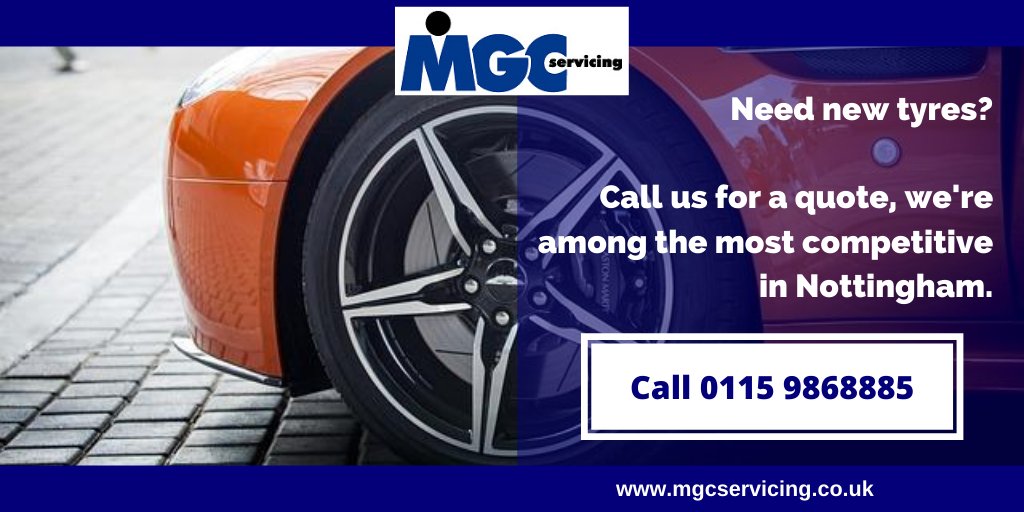 MGCServicing1's tweet photo. Do you need new tyres? Then you might like to know that our tyre prices are among the most competitive in #Nottingham. Ring us for a quote 0115 9868885. https://t.co/mQVb9oXTEB