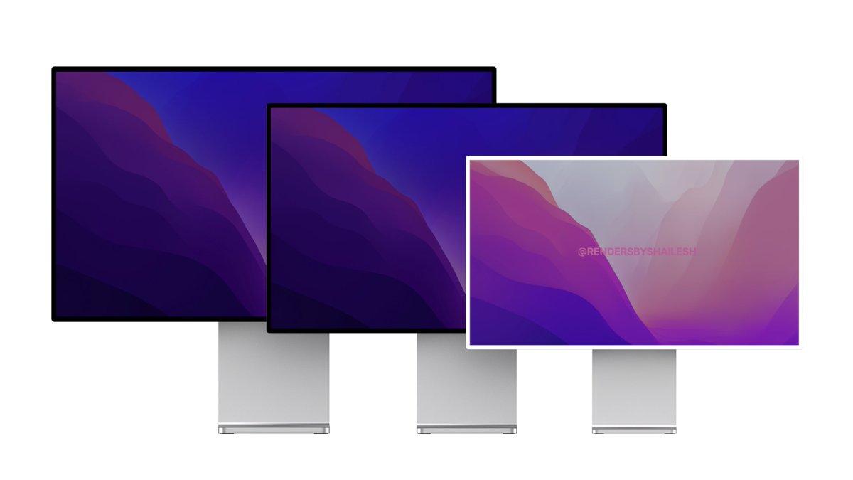 shailesh__h's tweet photo. This is my concept for the Pro Displays based on leaks
Sizes:
24" inch Pro Display
27" inch Pro Display XDR
32" inch Pro Display XDR

Concept: @Shaileshhari03 
#Apple #Concept 

RT &amp; Like 😍 https://t.co/SKmYHynmnl