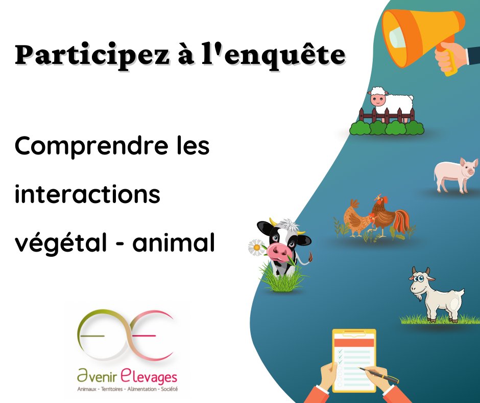 Participez à l'enquête | Pour comprendre les interactions #végétal 🌿🌳 - #animal
↪ Dans le cadre du projet inter-GIS #REVE (Reconnexion Végétal - Elevage),
🟡 Une enquête lancée par les GIS <a href="/AvenirGis/">GIS Avenir Elevages</a>, grandes cultures, fruits &amp; PIClég 
➡ Plus d'infos : cutt.ly/uUZ7oEq