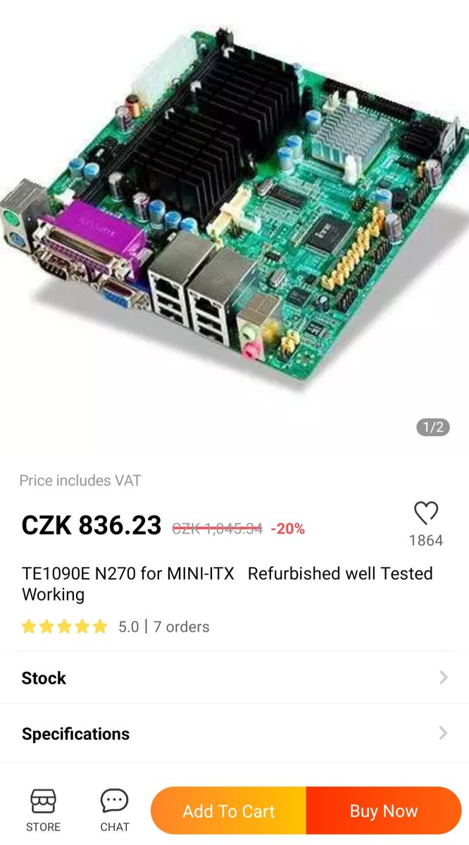 tuxmartin's tweet photo. Svět se zbláznil. Použitá základní deska na #Aliexpress se 14 let starým procesorem Intel Atom #N270, který by pomalý, už když byl nový.
Nyní ve slevě za 836 Kč 🤦🏻♂️ https://t.co/BfuNnasCGZ