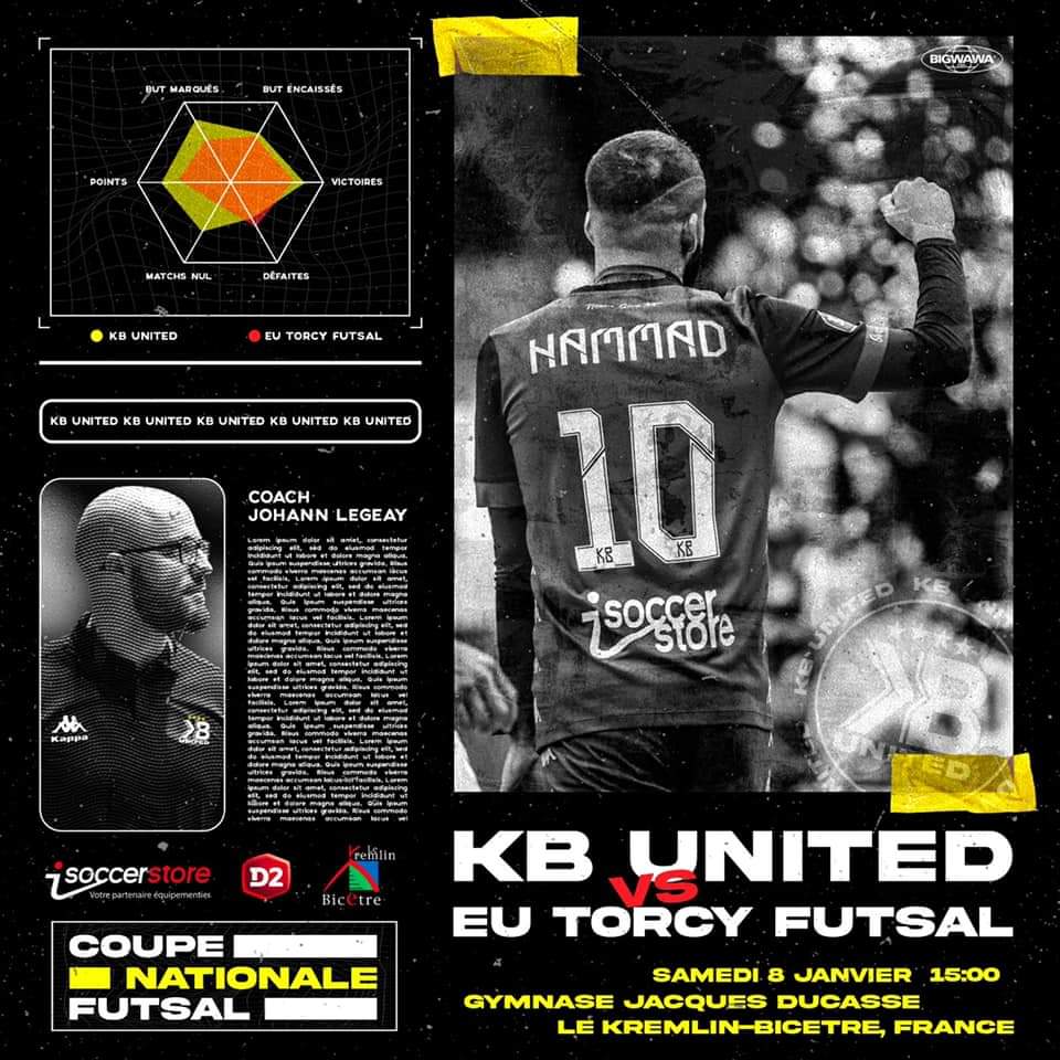 KBUnitedFutsal's tweet photo. ⏳ Coupe Nationale Futsal

📅 Samedi 8 Janvier 2022
🏆 Coupe Nationale Futsal
🆚️ EU Torcy Futsal
🏴‍☠️ Gymnase Jacques Ducasse
🕑 Coup d'envoi 15h

#KbUnited #CNF #NeverGiveUp

⚪️⚫️🔥 https://t.co/UobLChVOdh