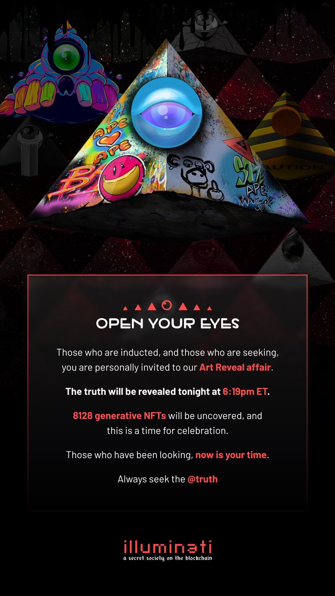 truth's tweet photo. We will see you tonight, truth seekers.

Art Reveal, gates open 6pm ET.

@RoustanNFT  @Defector_Dan 

https://t.co/rLebal2mex

🔺👁🔺 https://t.co/bzCgTdfvrh