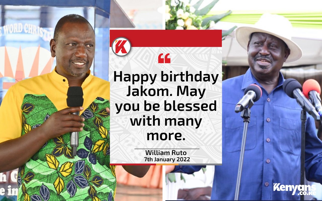DP Ruto wishes Raila Odinga a happy birthday. 