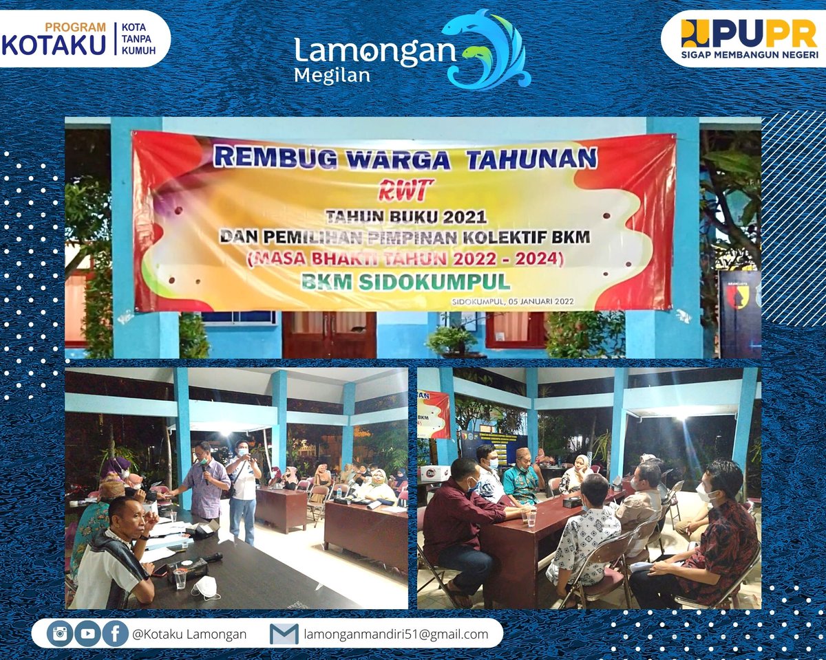 osp3jatim's tweet photo. KOTAKU LAMONGAN.  Melaksanakan Kegiatan Rembug Warga Tahunan (RWT) dan Pemilihan Pimpinan Kolektif (PEMILU) BKM SIDOKUMPUL  Tahun 2021. Kegiatan ini dilaksanakan di Balai Desa/Kelurahan Sidokumpul Pada tanggal 05 Januari 2022 Kecamatan Lamongan Kabupaten Lamongan. https://t.co/Gq4Vh5Rx15